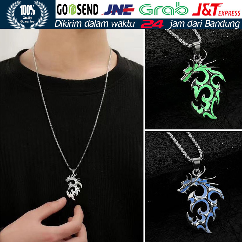 Kalung Naga Api Menyala Dalam Gelap / Luminous Dragon Necklace Glow In The Dark / Kalung Panjang Pri