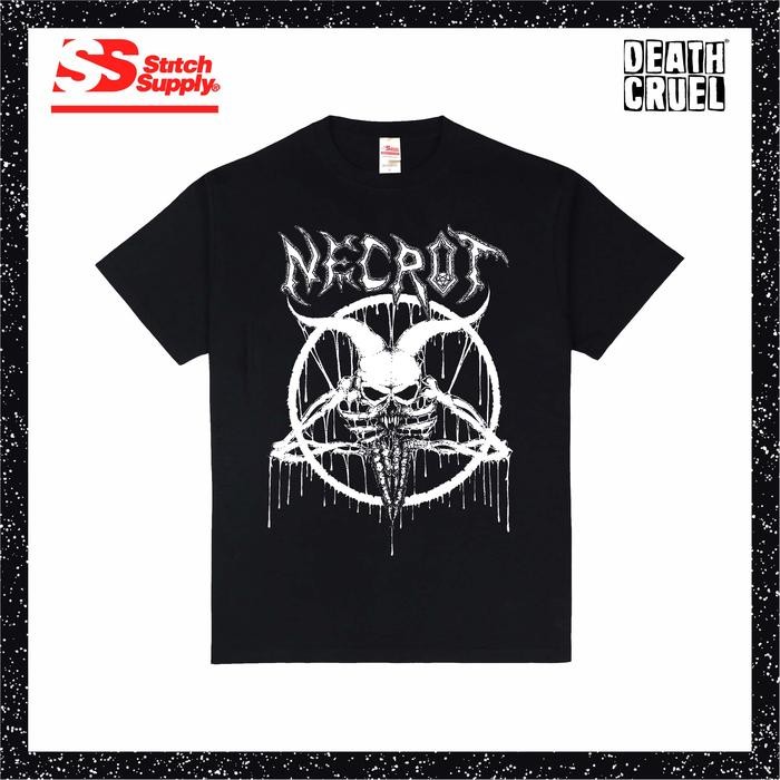 (COD) NECROT - DEMONGRAM T-shirt Kaos Band Cotton Tshirt Stitch Supply Heavy - M