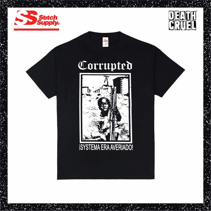 (COD) CORRUPTED - Systema Era Averiado T-shirt Kaos Band Cotton Stitch Supply Heavy Tshirt Katun - M
