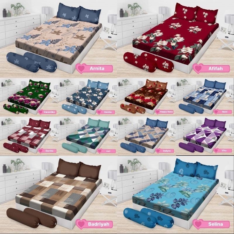 Sprei Emilia by Bonita King Fitted Tinggi 25 cm B4 | Sprei King Size Premium