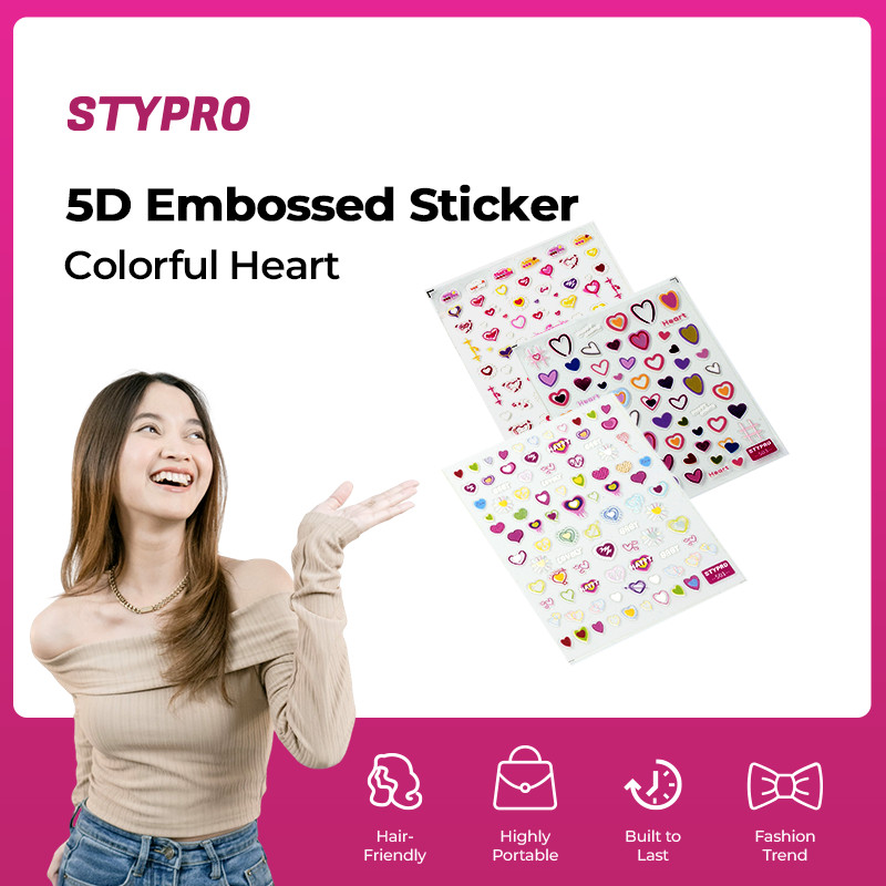 STYPRO Sticker Custom Bentuk Hati - Sticker Dekoratif 5D Embos Berbentuk Hati Untuk Hiasan Catokan P