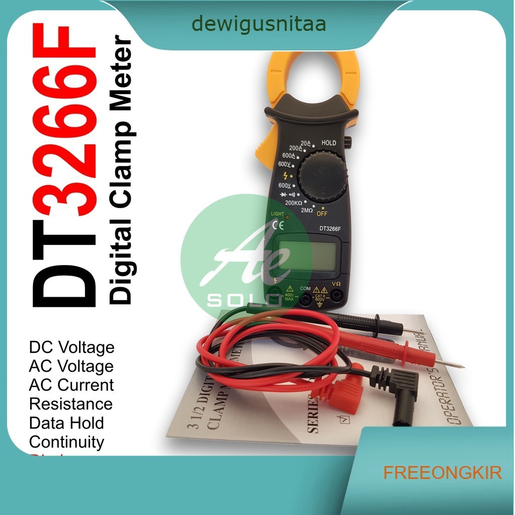 Digital Clamp Meter Tang Ampere Multitester DT3266L DT3266F