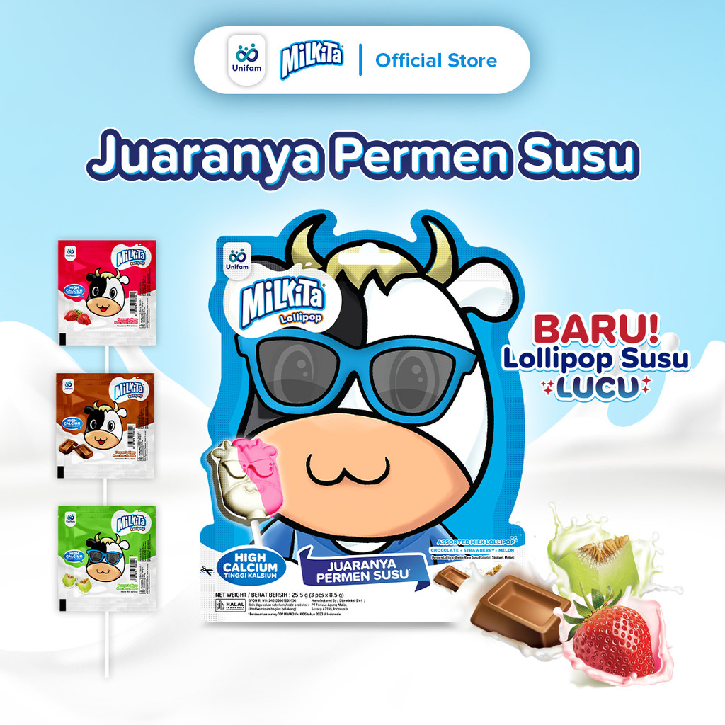 [GIMMICK] Milkita Milki Permen Lolipop Susu Lucu (1 Pack Isi 3 Pcs)