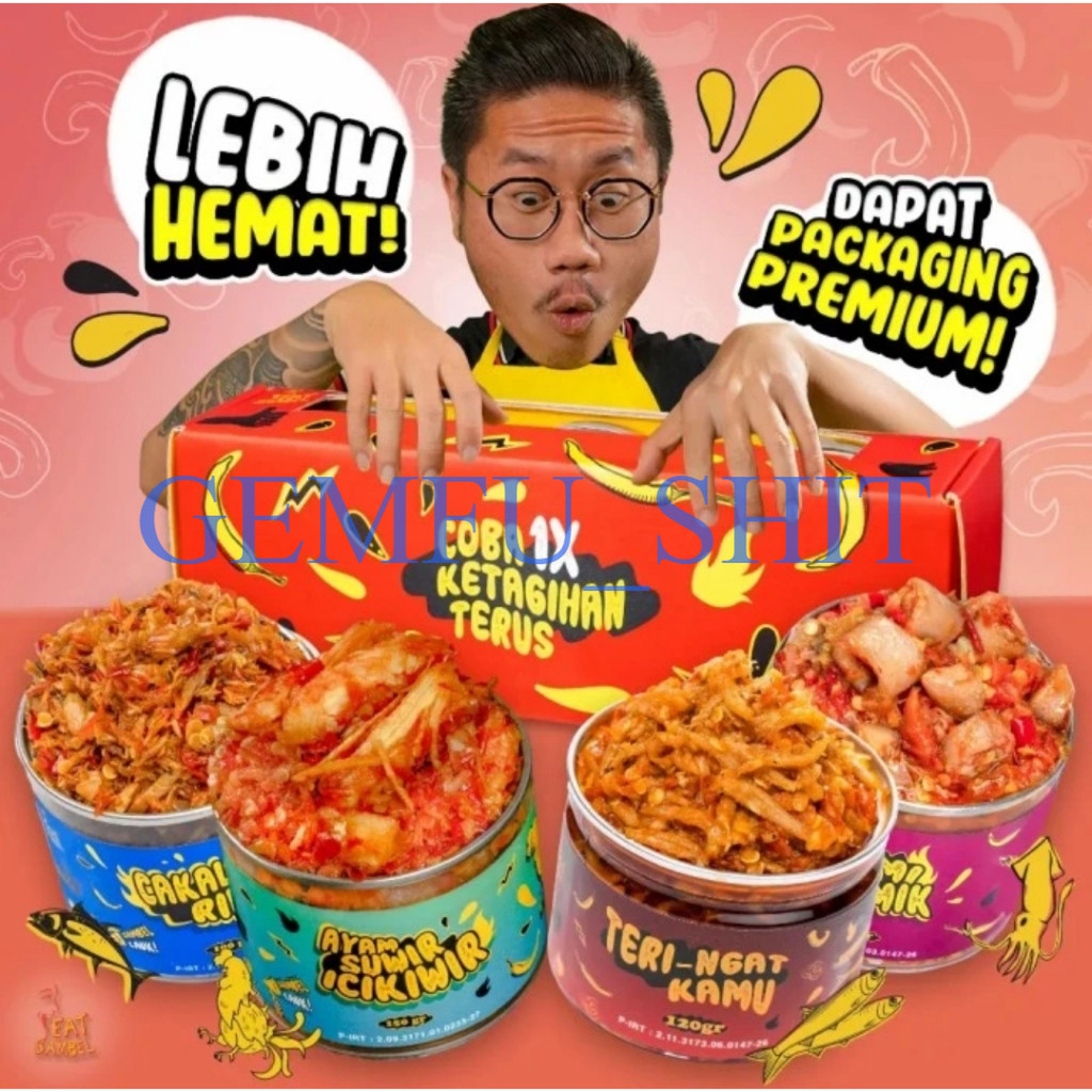 Eat Sambel Paket Hemat Isi 4 Kaleng - Cumi Ciamik / Cakalang Rindu / Teri / Ayam Suwir 150 gr