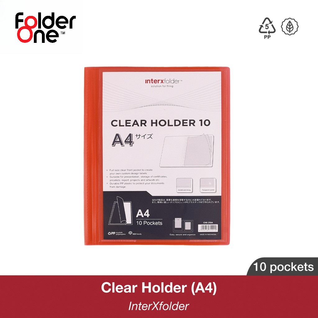 InterX Folder Clear Holder / Map Display Album Ada Kantong Depan / Document Keeper 10 lembar A4