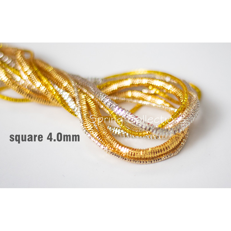 10g/lot 4.0mm square silk bright hand Cross Stitch Embroidery thread french bullion wire Metal  Indi
