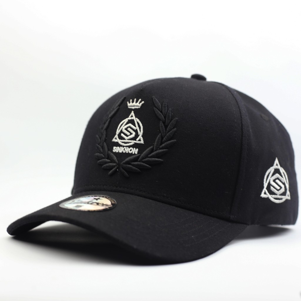 SINKRON Topi Baseball Unisex Ori Black On Black Kualitas Tinggi Bahan Import Logo Bordir Grade A Fit