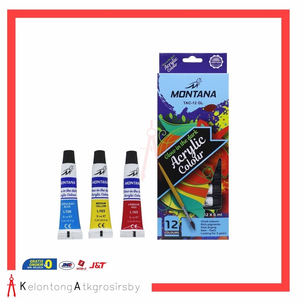Cat Akrilik Glow In The Dark Montana 12 Warna TAC-12 GL