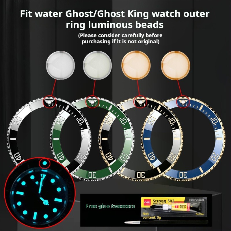 Ceramic ert Bezel 12 O'Clock Wat Accessories For Rolex Ghost King Blue Green Water Ghost Submariner 