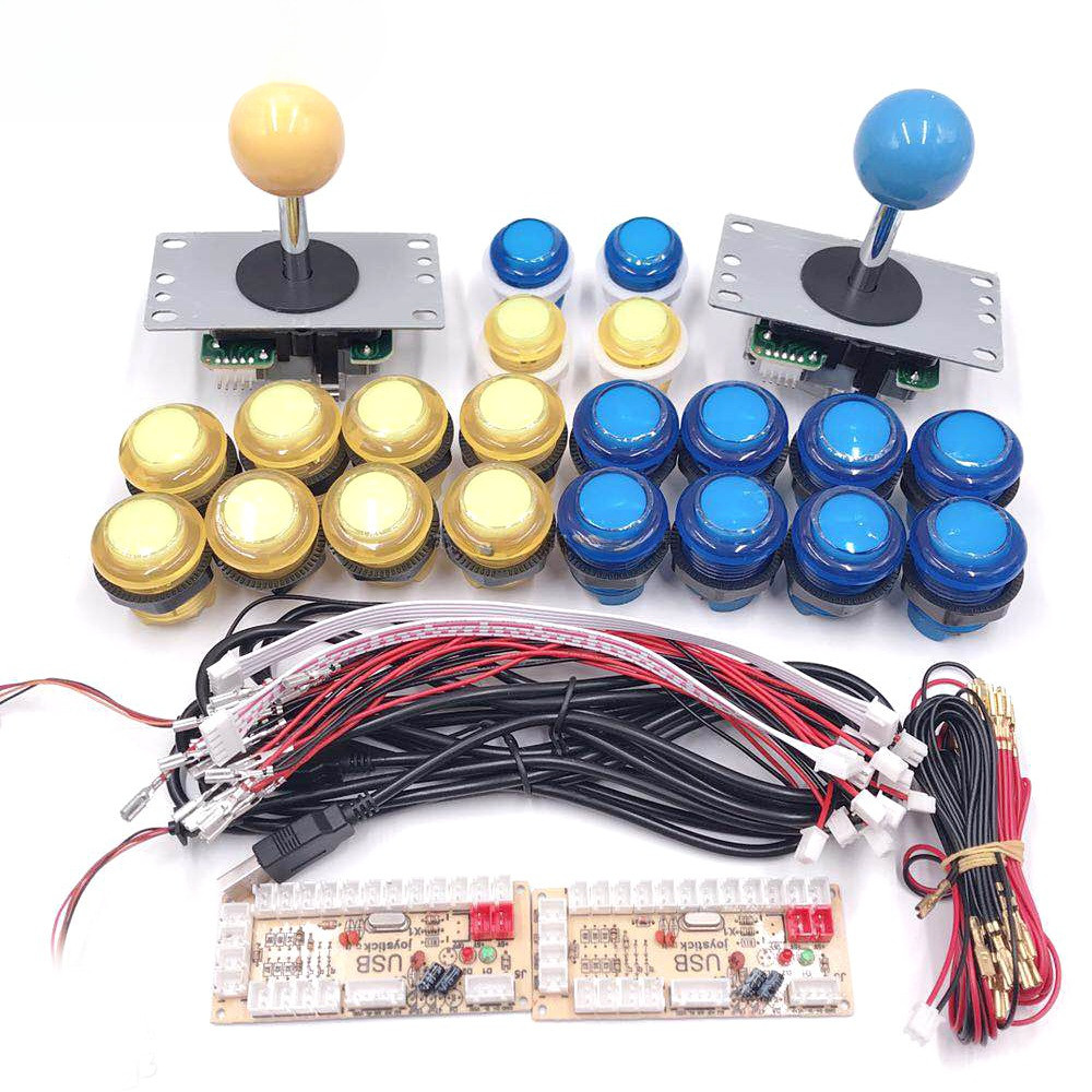 sanwa diy kit 2 Players DIY Arcade Joystick game Kits With 20 LED Arcade Buttons to USB Encoder Kit 