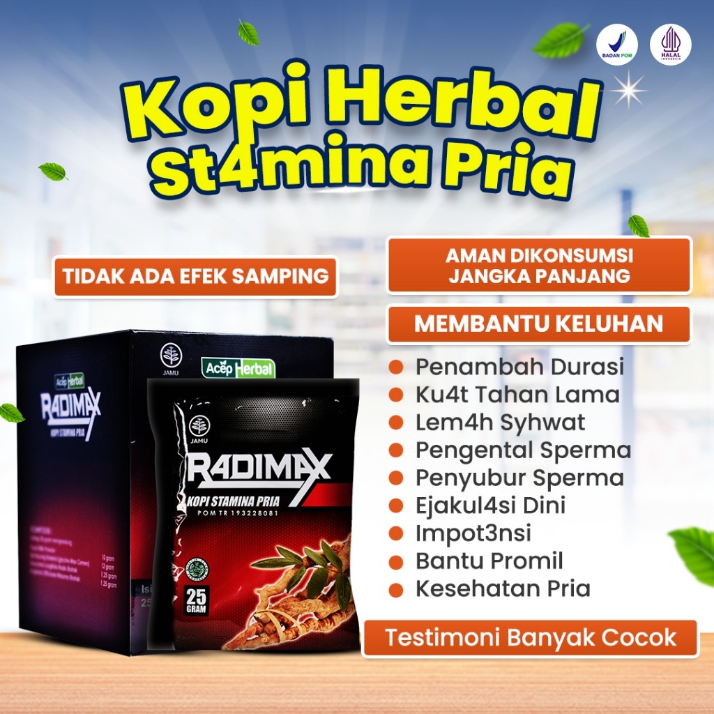 Radimax Kopi Stamina Pria - Isi 10 Sachet ( Toko Resmi Pusat ) - Obat Kuat - Penyubur Sperma - Penge