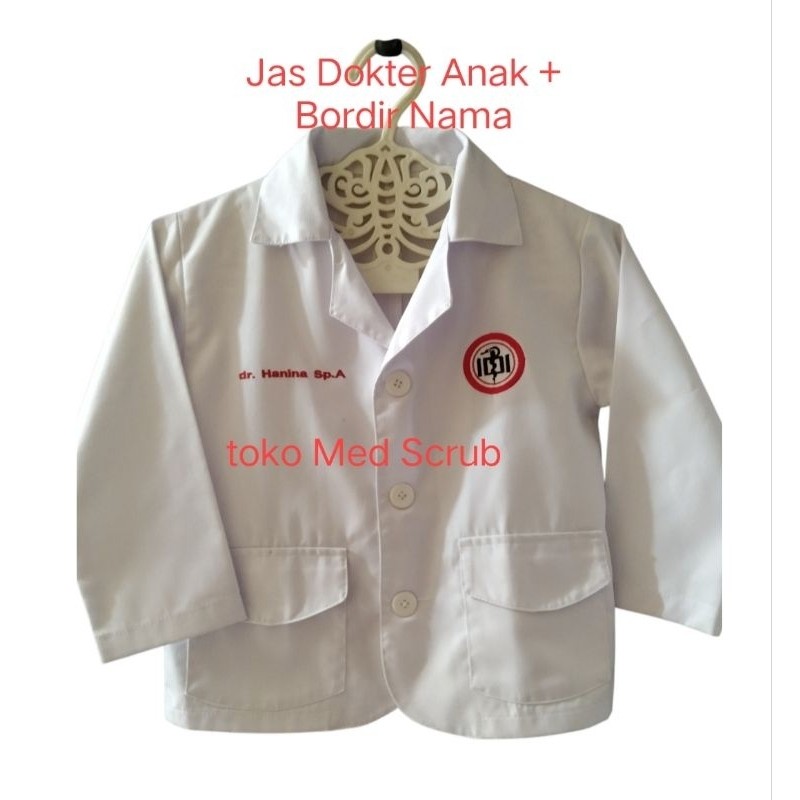 RIRUSHOP JAS DOKTER ANAK + BORDIR NAMA KOSTUM PROFESI ANAK PAUD TK SD