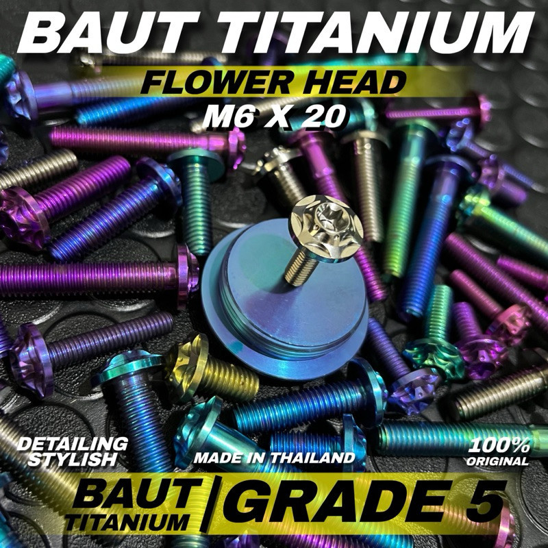 BAUT TITANIUM M6 X 20 FLOWER HEAD BAUT PREMIUM BAUT TITANIUM GRADE 5