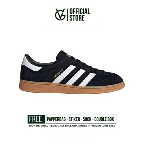 Sepatu Adidas Munchen Black Gum 100% Original BNIB Sneakers Unisex