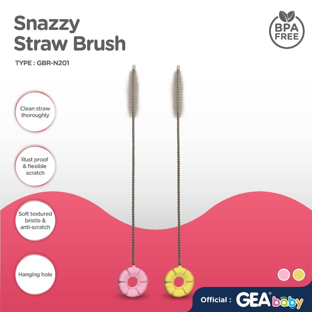 GEA BABY Snazzy Straw Brush GBR-N201 | Sikat Sedotan Bayi Baby Straw Brush Pembersih Sedotan Botol S