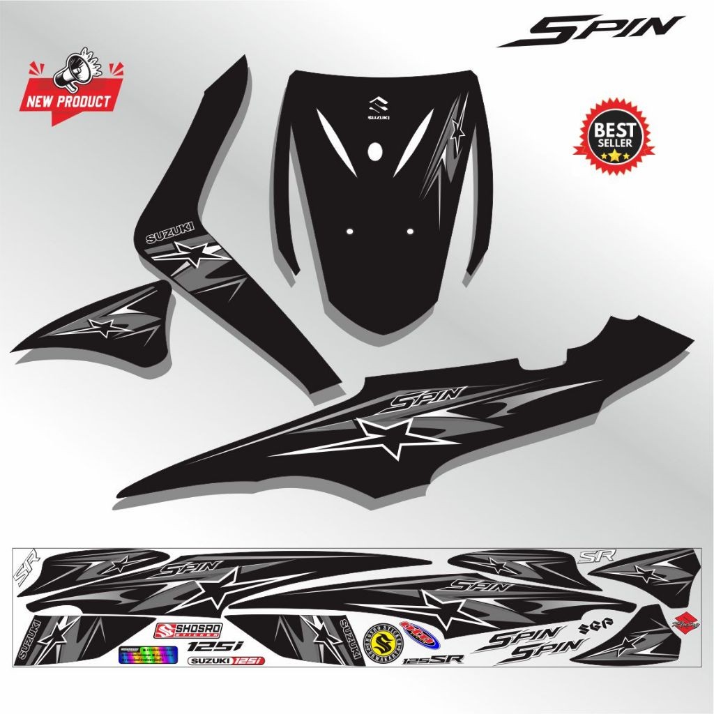 STIKER MOTOR SPIN VARIASI POLET STIKER STRIPING SPIN 125 STIKER MOTOR