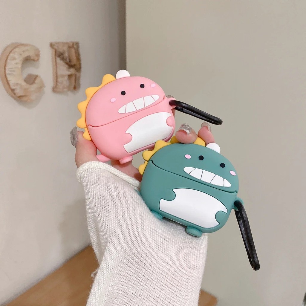 For AirPods 4 3 2 1 Pro Pro2 Earphone Case 3D nosaur Couple Case Silicone Cartoon Protective Headpho