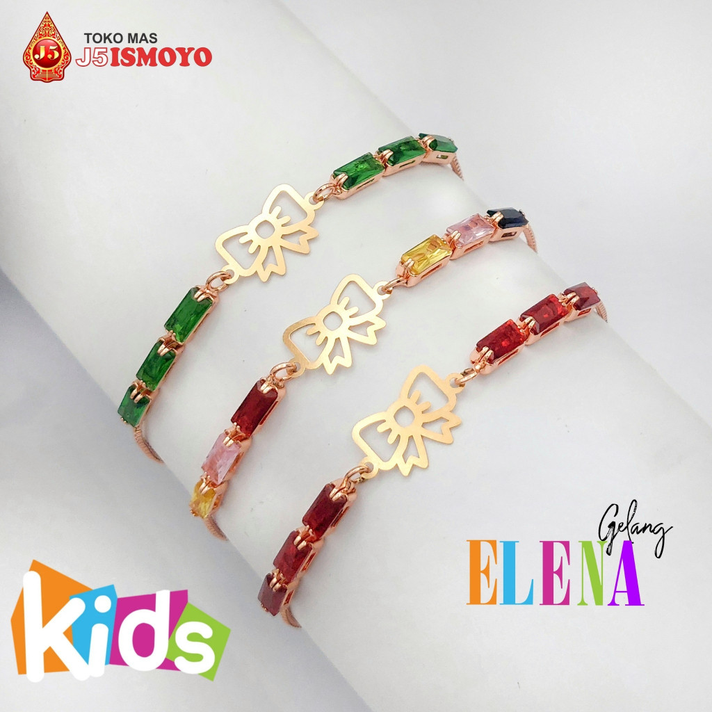 Gelang Anak Tali Serut Kombinasi Emas Mas Asli Elena J5 Ismoyo