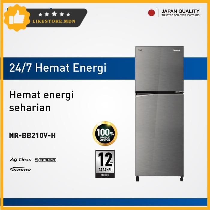 Panasonic NR-BB210V-H Kulkas 2 Pintu [210 L] - Glory Grey