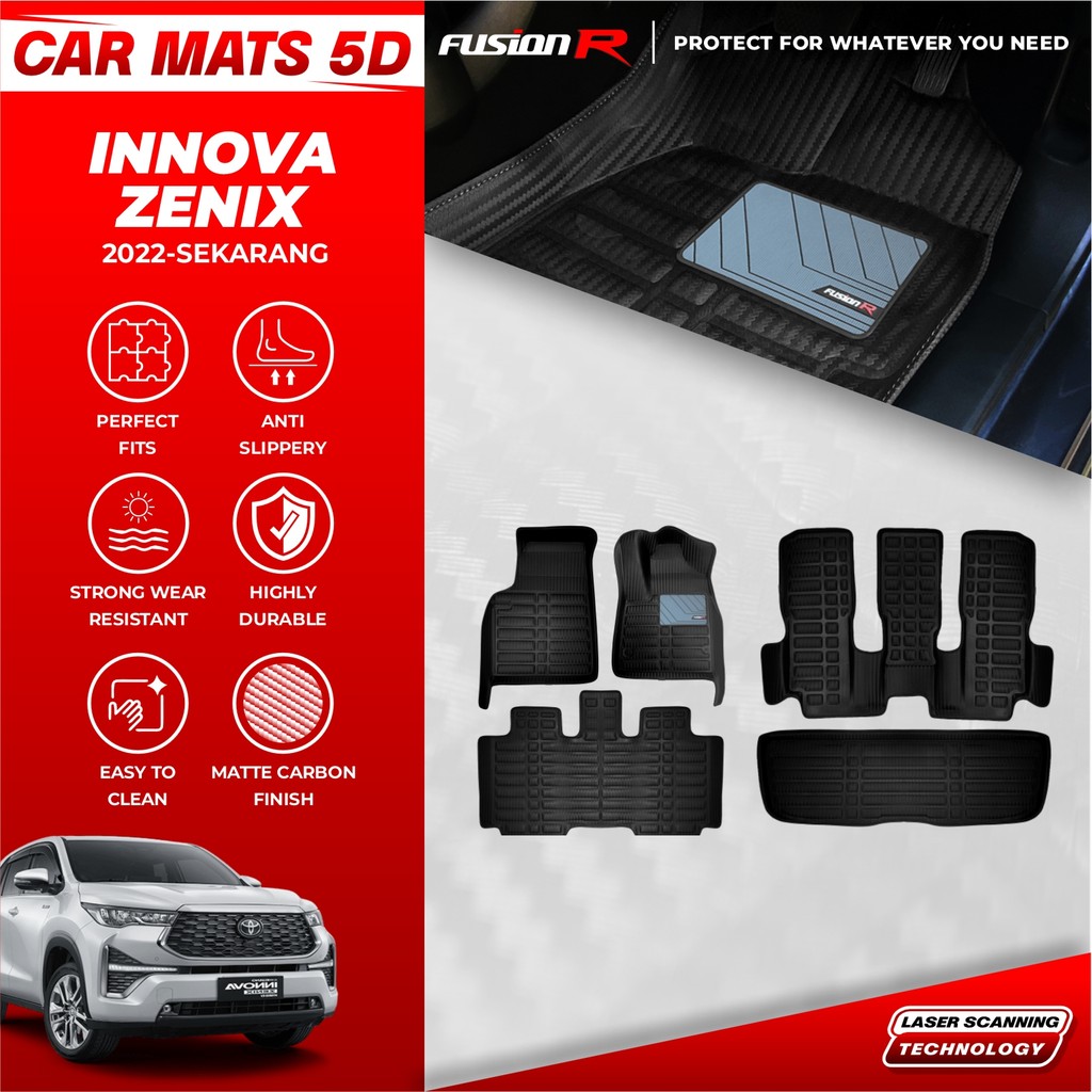 Fusion R Karpet Mobil 5D INNOVA ZENIX Hybrid Premium Car Carpet Carbon