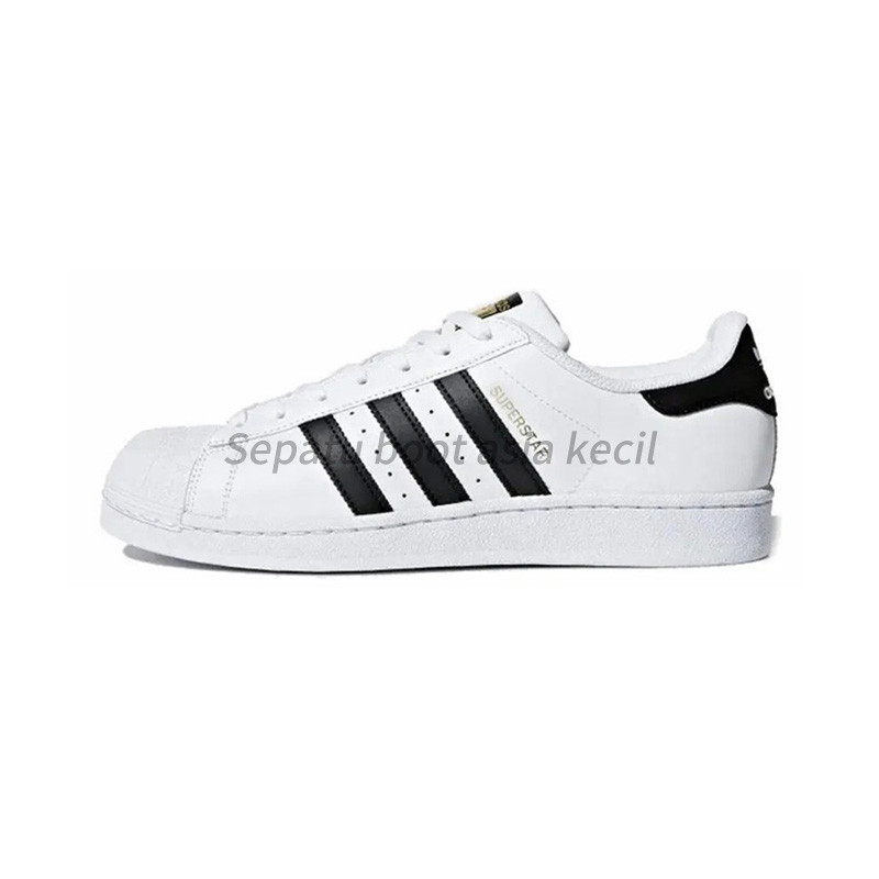 Adidas SUPERSTAR asli karet jari kaki trendi sepatu olahraga kelas bawah, klasik hitam dan putih, co