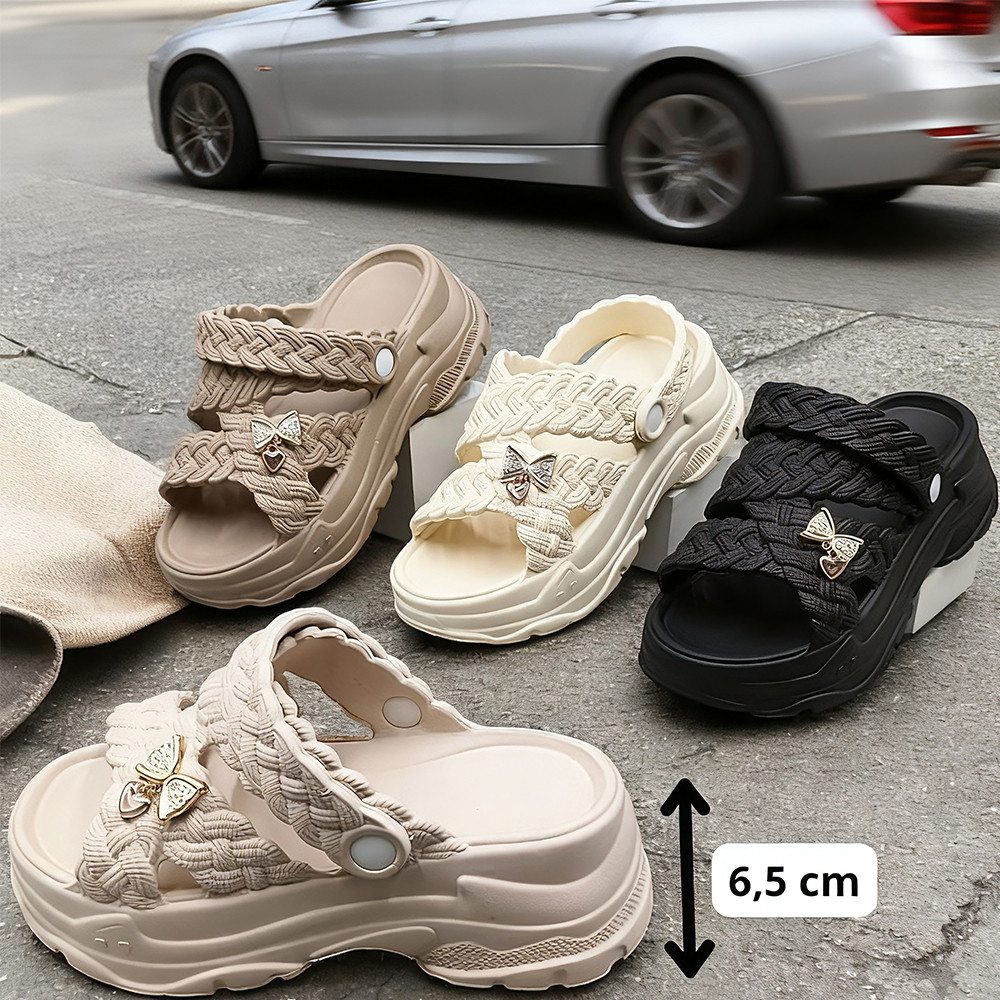 Sandal INGVIVI Wanita Wedges Sendal Selop Cewek Jelly Korea Tinggi Platform Wanita Slides