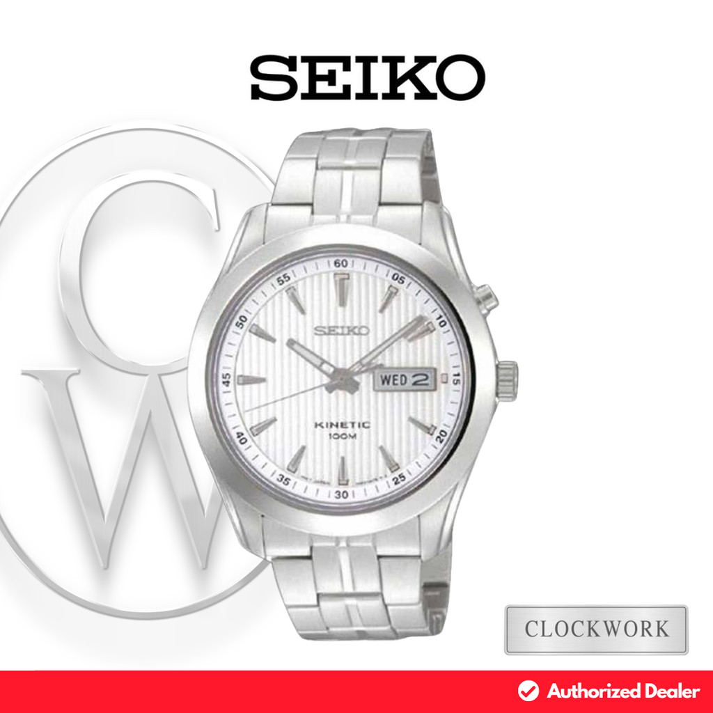 Jam Tangan Pria Seiko Kinetik SMY101P1 Rantai Classic Formal Silver Dial Putih