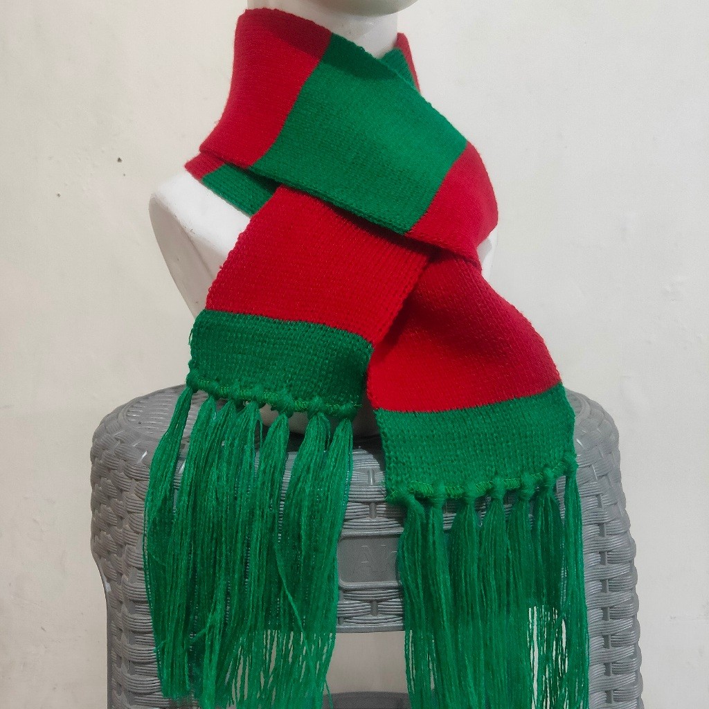 Syal Natal Scarf syal rajut belang Merah Hijau Natal Christmas Desember