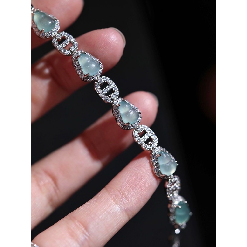 Gelang labu alami Wanita labu dasar biru es tinggi jadeite