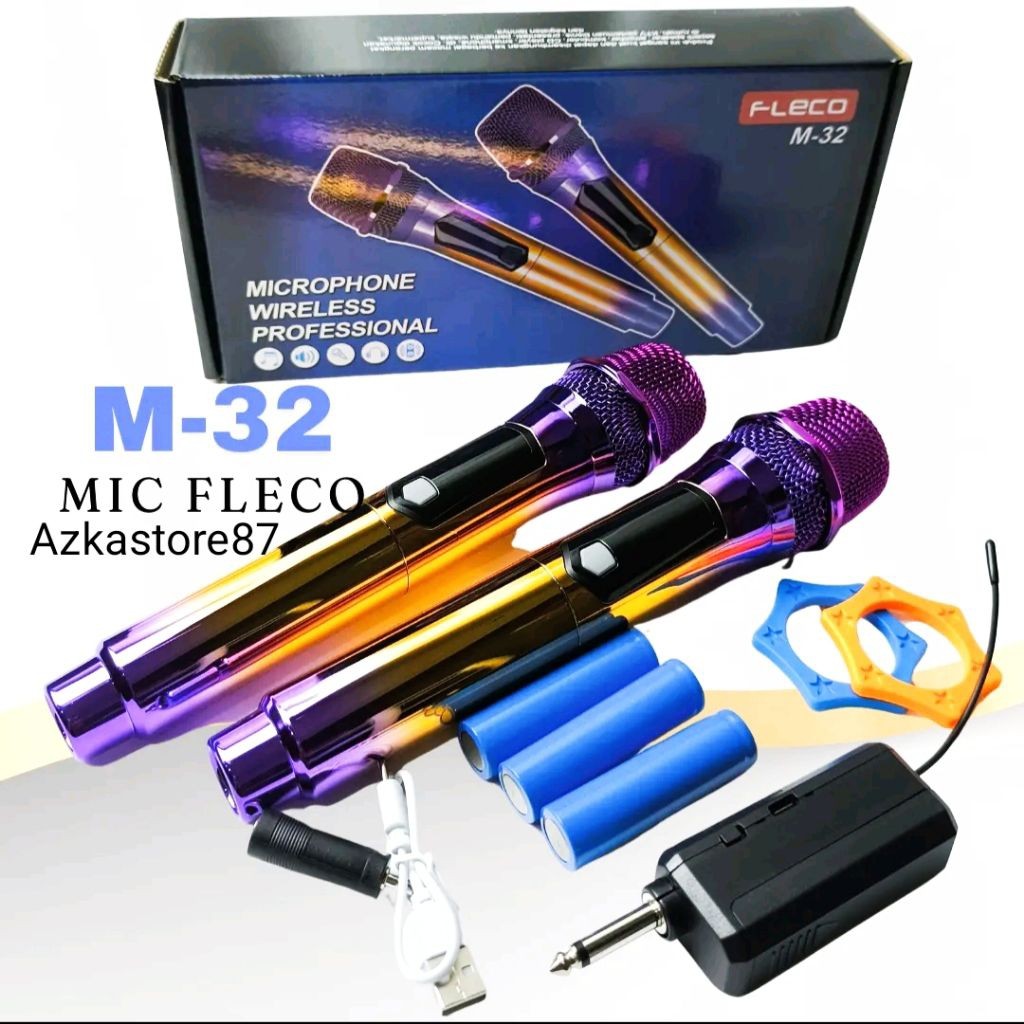 BEST SELLER Mic Wireless Fleco M-32 mic double Mic fleco M-32S Single Mic karaoke mic bluetooth bisa