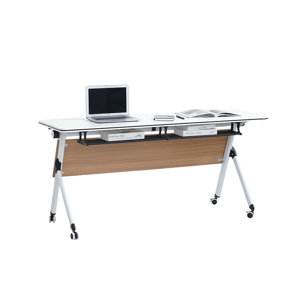Informa Yori Lite Meja Training 1650 - Putih/Cokelat Oak Meja Kerja Dengan Roda Furniture Indoor Kan