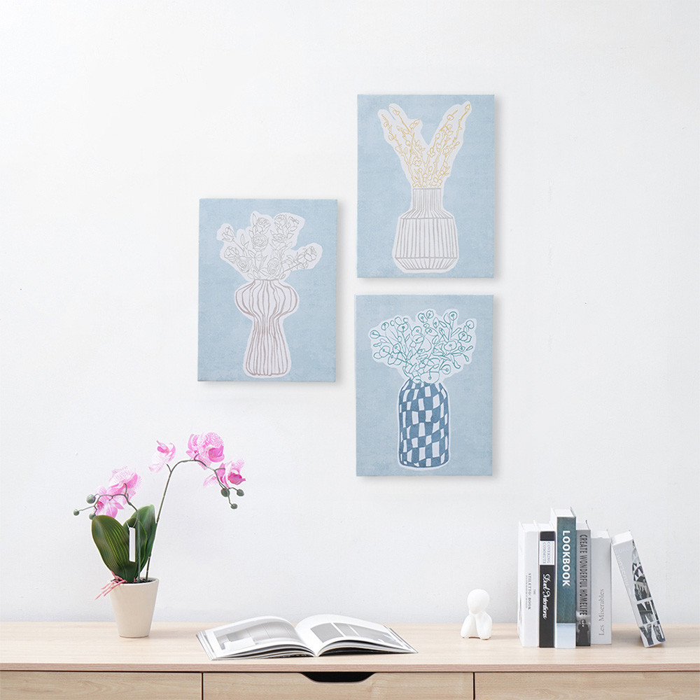 Informa 30X40 cm Set 3 Pcs Hiasan Dinding Kanvas Print Vase X21 Wall Art Decoration Lukisan Canvas A