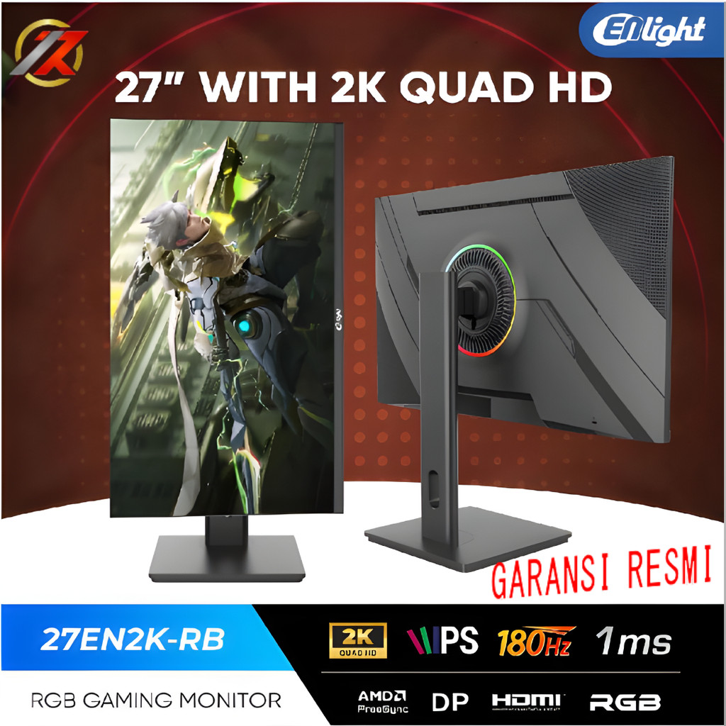 Monitor  ENLIGHT 27EN2K-RB 27EN2KRB 27" 27 inch IPS 2K QHD RGB Gaming Monitor 180Hz