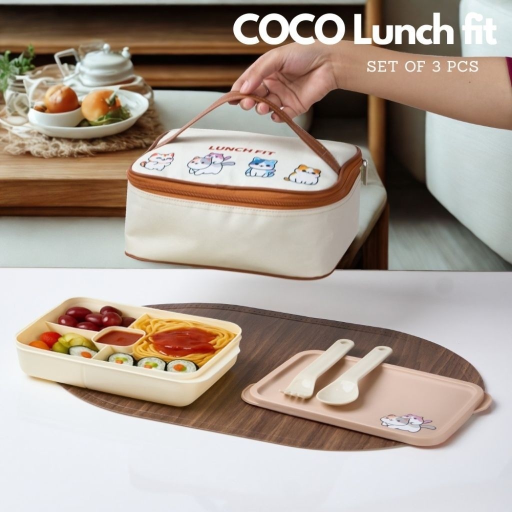 Tas Bekal Set Anak Bekal Makanan Lengkap Motif Panda Kucing Bebek COCO