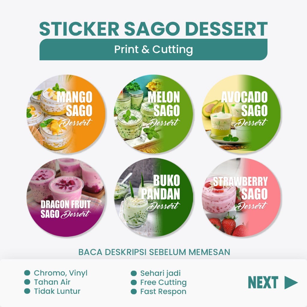 Stiker Mango Sago - Avocado Sago - Buko pandan Dessert SSD