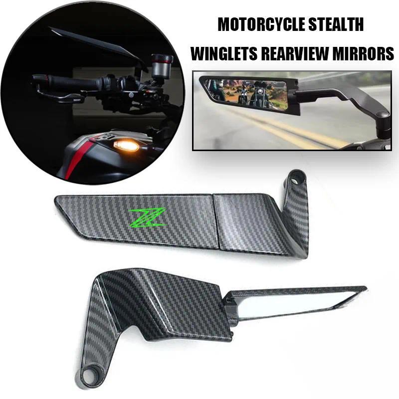 UNTUK Kawasaki Z1000 Z900 Z800 Z750 Z650 Z400 Z300 Sepeda Motor Cermin Serat Karbon Stealth Winglets