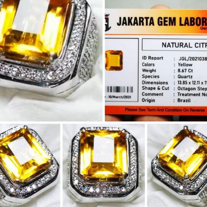 Cincin permata yellow citrine + memo