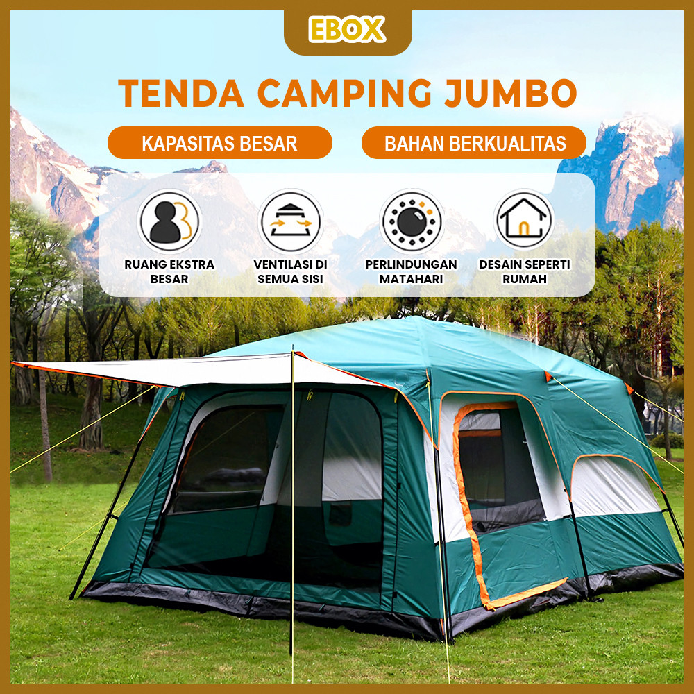 Tenda Camping Jumbo 10-13 Orang Tenda Outdoor Ada 2 Ruangan Waterproof Luxury Automatic