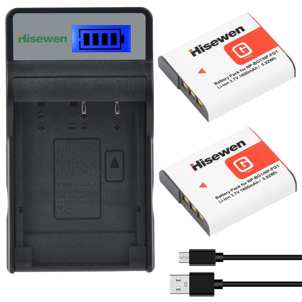 NP-BG1 NP-FG1 Battery Charger with Charger for Sony DSC-W100 DSC-W210 DSC-W110 DSC-W120 DSC-W130 DSC