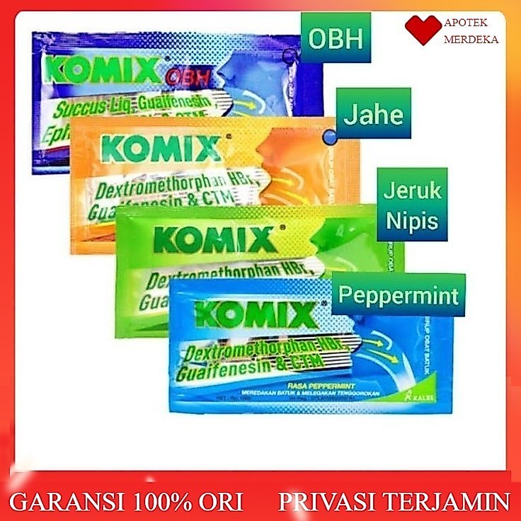 KOMIX SACHET /  Komix sirup obat batuk / Komix Jahe /JerukNipis / PEPPERMINT / obh / komik sachet / 