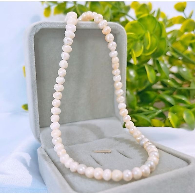 Kalung rhodium lapis emas mutiara kecil air tawar asli Kalung full mutiara air tawar asli lombok Kal