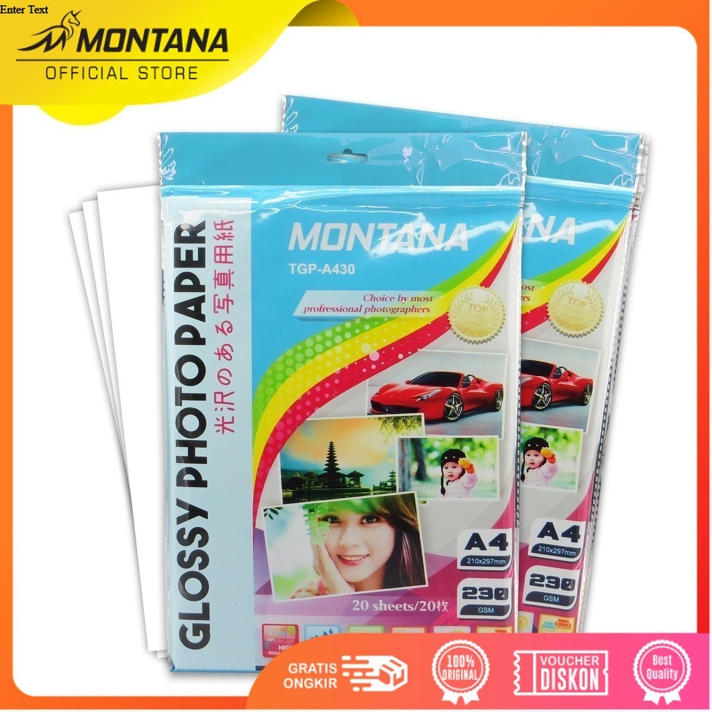 MONTANA Glossy Photo Paper A4 20 Sheets 23 GSM Kertas Foto TGP-A430