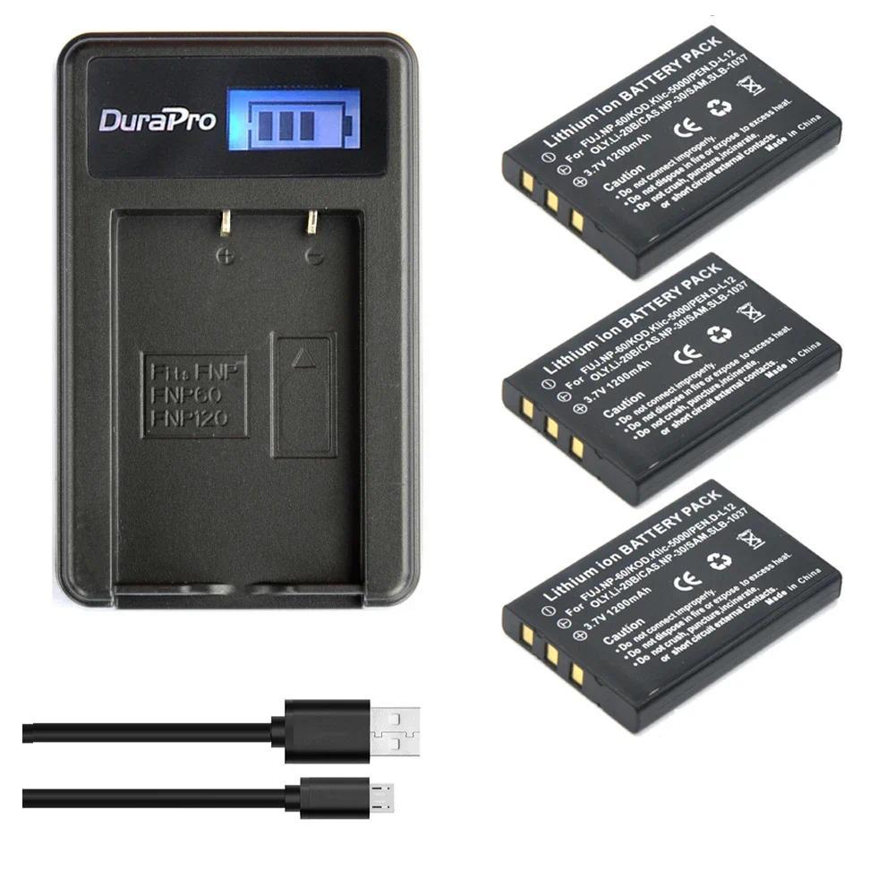 NP-60 KLIC-5000 D-LI2 Battery and Charger for FUJIFILM FinePix F601, F410, for OLYMPUS AZ-1, AZ-2, f