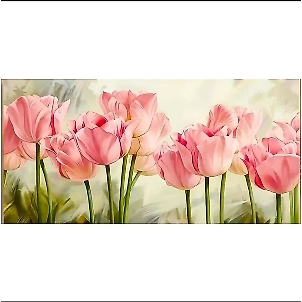 DIY PAKET KRISTIK BUNGA TULIP SOFT PINK CROSS STITCH 14CT tidak polakain
