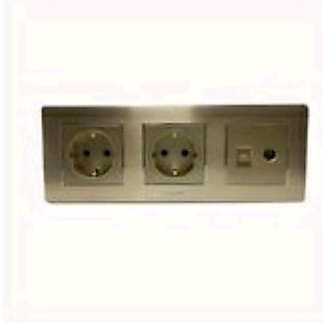 Stop Kontak + Stop Kontak + Outlet Data & TV 3 Gang K2 Boton Gold Champagne