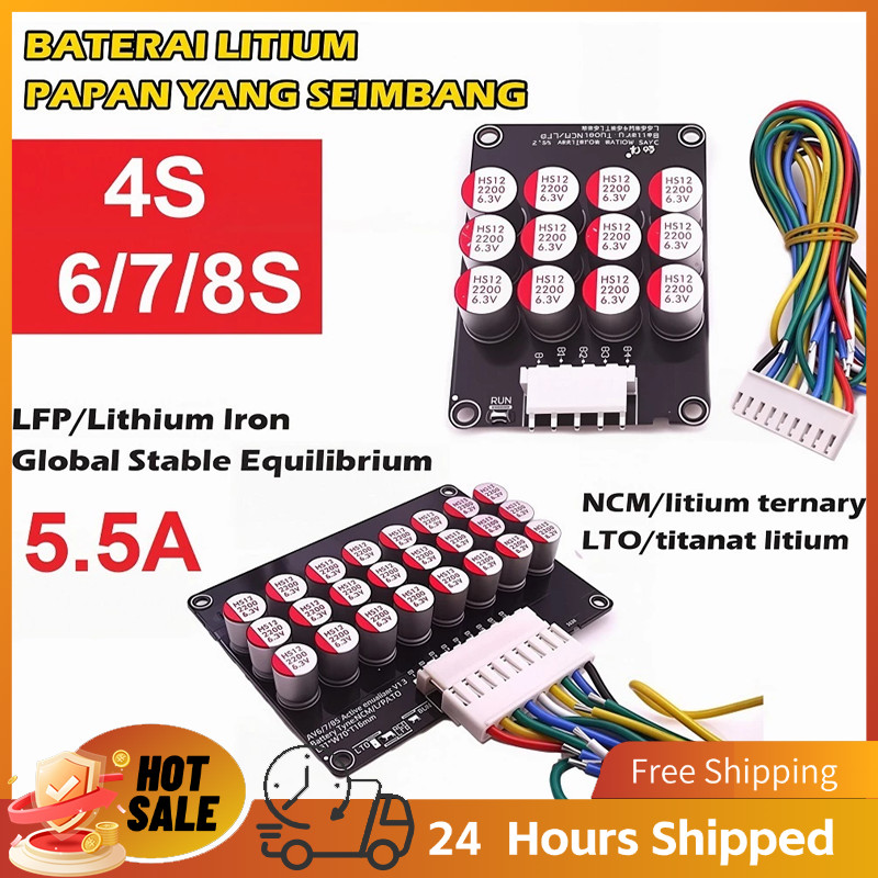 Active Balancer 5.5A 3S 4S 6S 7S 8S Li-ion LiFePO4 Penyeimbang Baterai Balancer