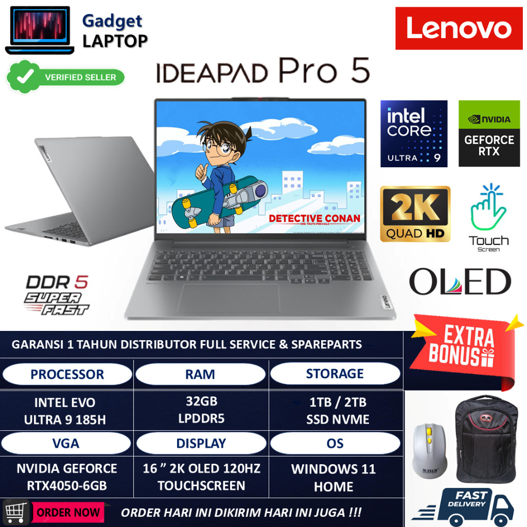 Lenovo IdeaPad Pro 5 16IMH9 Intel Evo Ultra 9 185H 32GB DDR5 2TB RTX4050 2K OLED 120Hz Touchscreen