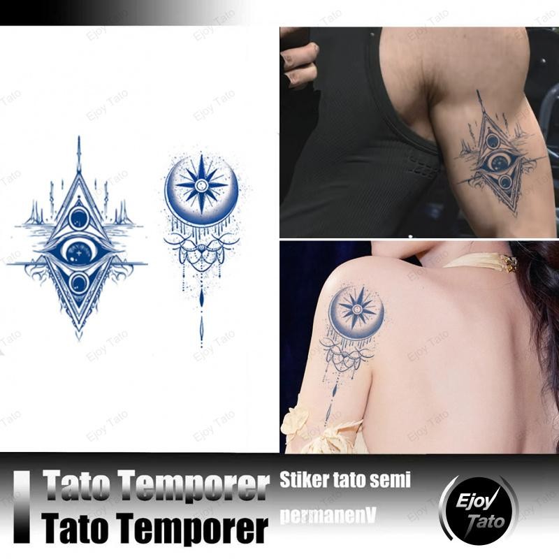 EjoyTato Tato Dayak Temporer Mata Providence Bunga Totem Tato Premium,Anti Air Temporary Tattoo,Bisa