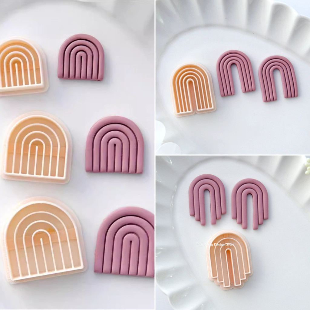 

New Soft Pottery Polymer Clay Cutter Wave Rainbow Pattern Cutting Mold DIY INS French Earrings Jewelry Pendant Making Tools