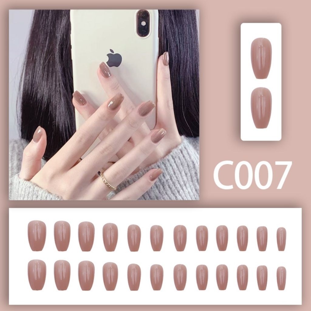 BEST SELLER Fake Nails Art Wedding Aesthetic Pendek Panjang Free Lem Kuat Satu Set Lengkap Terlaris